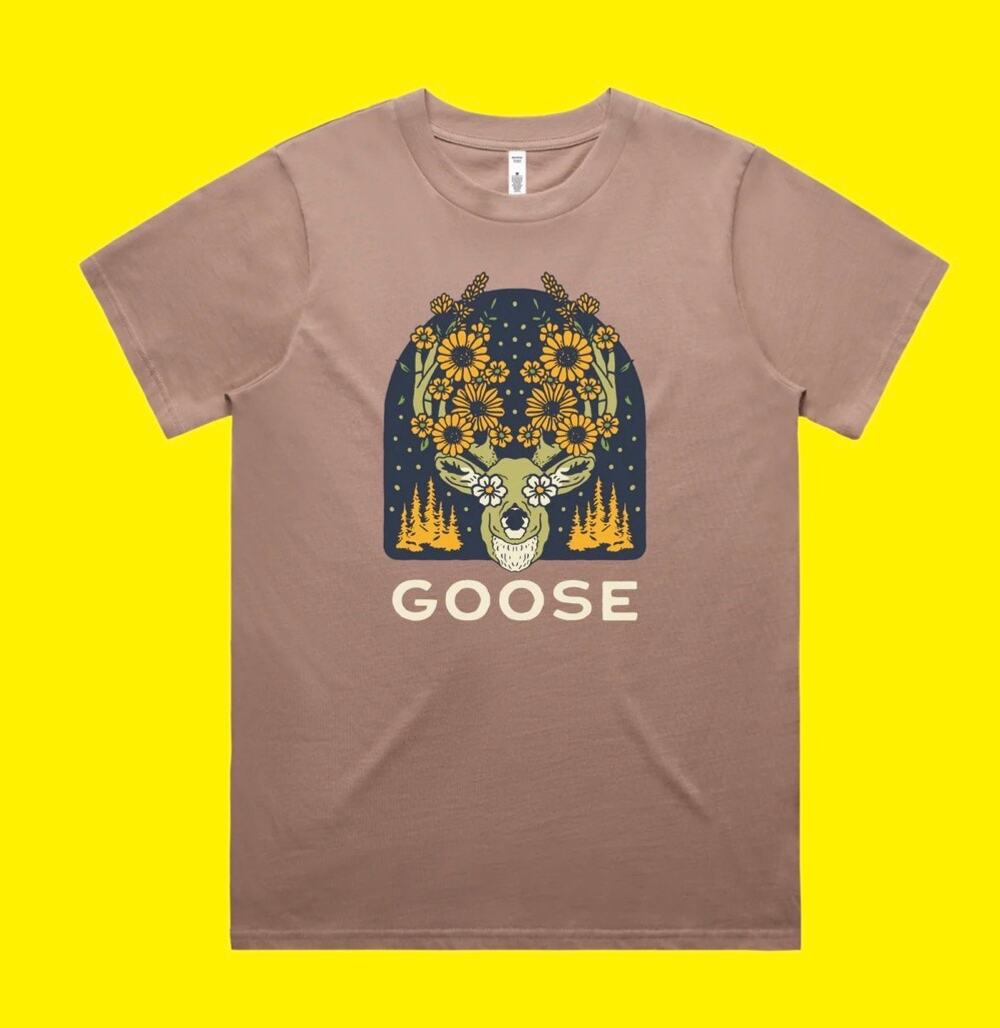 Goose Botanical Antlers Ladies Band T-Shirt NWOT-Small